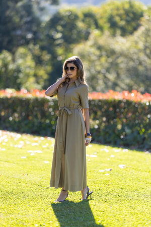 Vestido comprido de linho