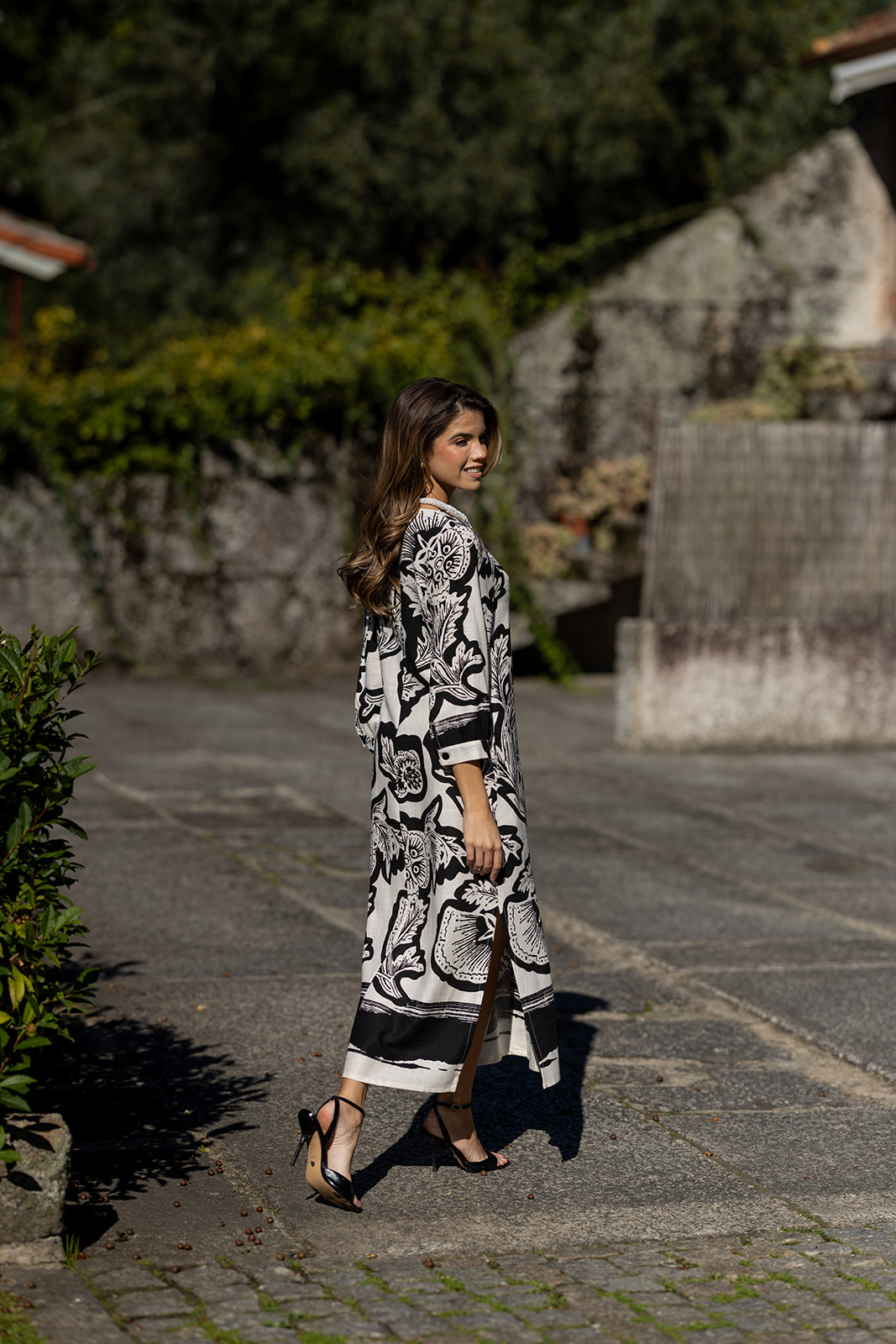 Vestido Linho Camiseiro Estampado